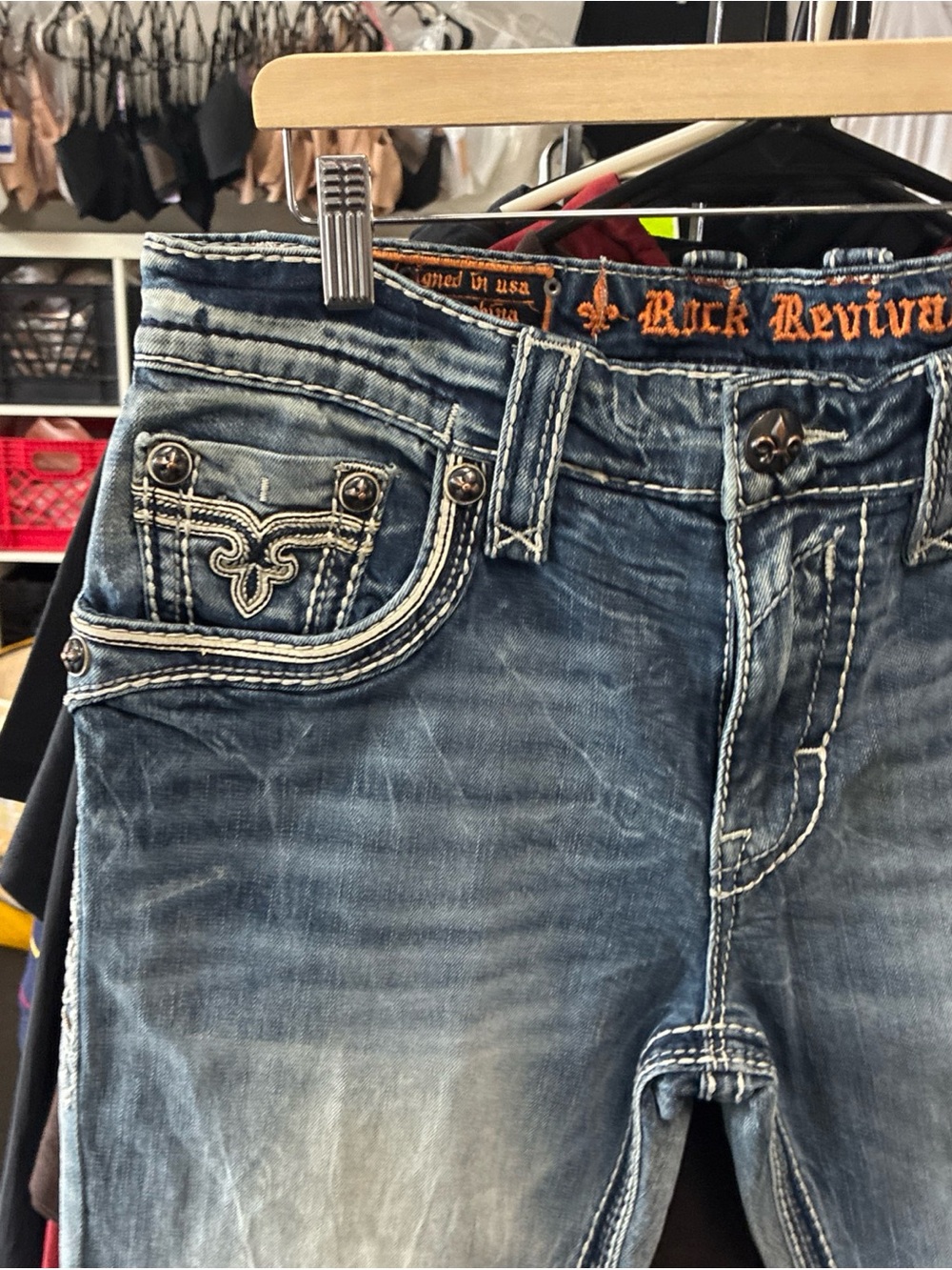 Men’s Rock Revival Distressed Jeans 👖 Pre Owned Used Sz 34 Streetwear - Picture 6 of 15